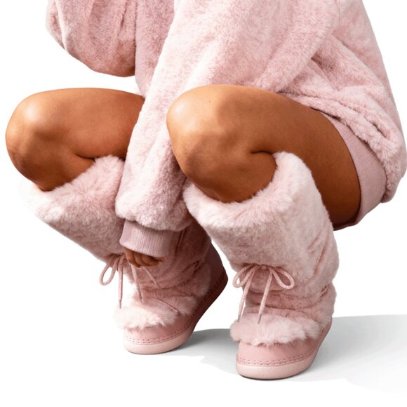 Pink Casual Women's Faux Fur Ski Boots - Picture 7 of 8